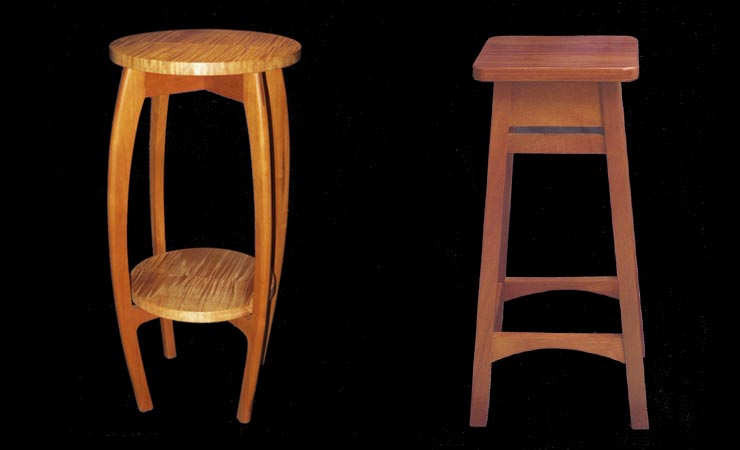Maple & Cherry plant stand  |  Mahogany bar stool